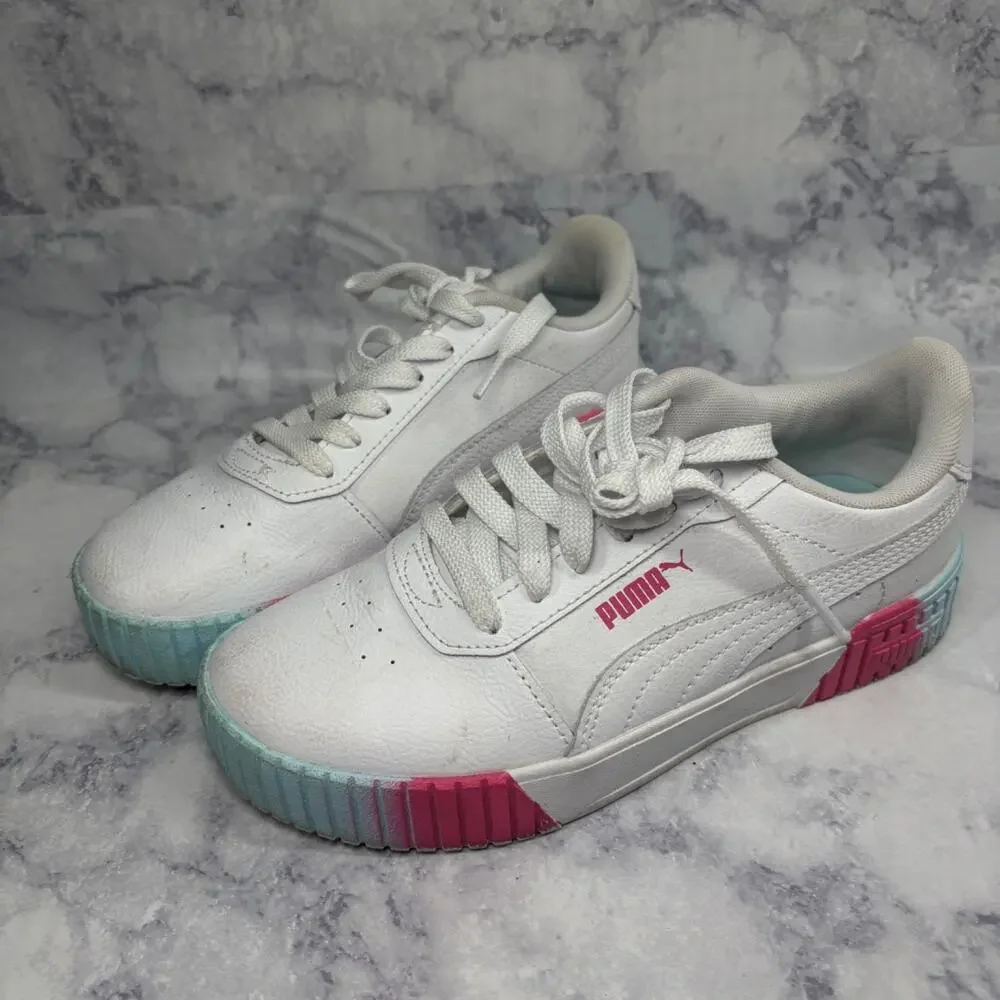 PUMA Big Kid's CARINA 2.0 FADE JR Cotton Candy Pink School Low Top Shoes Sz 4